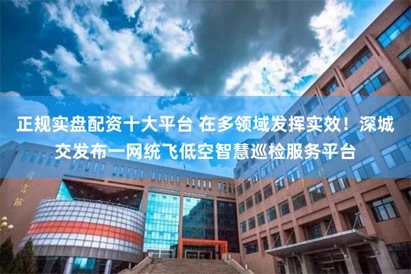 正规实盘配资十大平台 在多领域发挥实效！深城交发布一网统飞低空智慧巡检服务平台