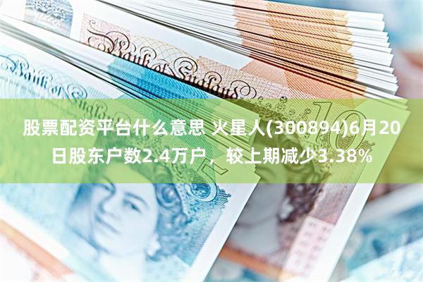 股票配资平台什么意思 火星人(300894)6月20日股东户数2.4万户,较上期减少3.38%