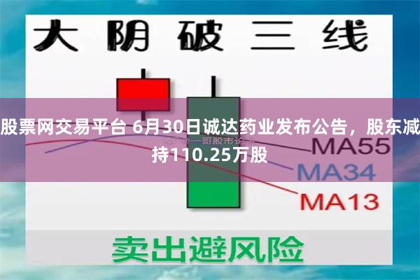 股票网交易平台 6月30日诚达药业发布公告，股东减持110.25万股