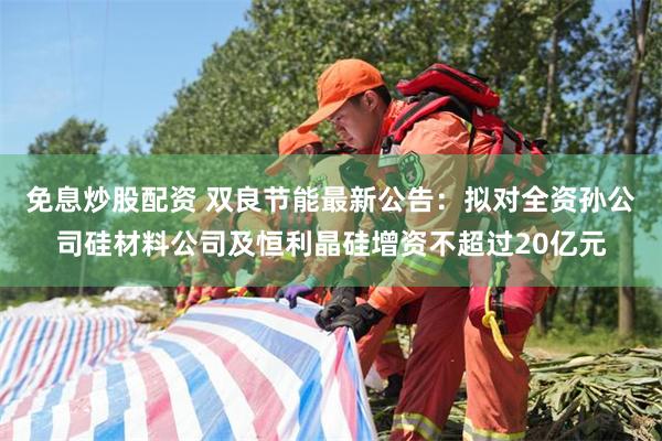 免息炒股配资 双良节能最新公告：拟对全资孙公司硅材料公司及恒利晶硅增资不超过20亿元