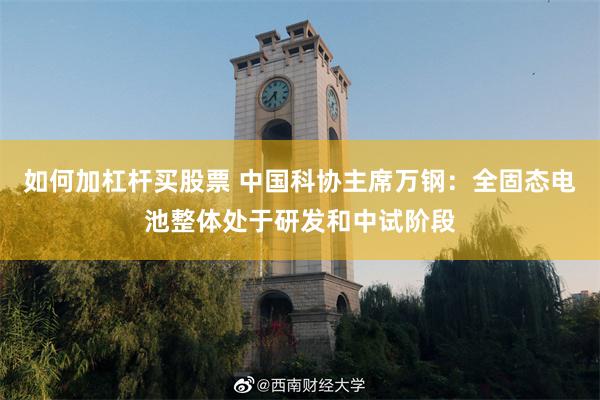 如何加杠杆买股票 中国科协主席万钢：全固态电池整体处于研发和中试阶段