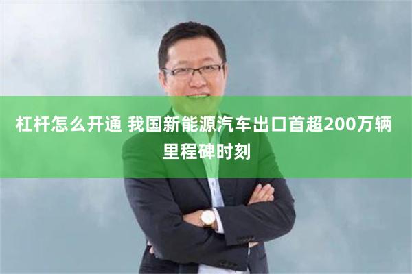杠杆怎么开通 我国新能源汽车出口首超200万辆 里程碑时刻