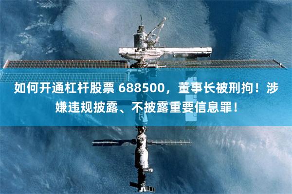 如何开通杠杆股票 688500,董事长被刑拘!涉嫌违规披露、不披露重要信息罪!