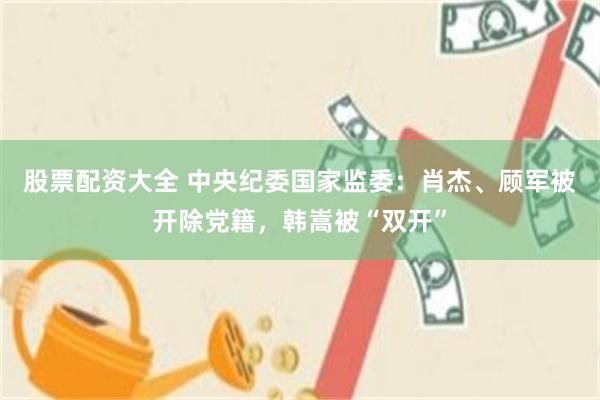股票配资大全 中央纪委国家监委:肖杰、顾军被开除党籍,韩嵩被“双开”
