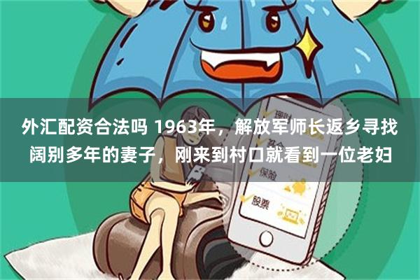 外汇配资合法吗 1963年，解放军师长返乡寻找阔别多年的妻子，刚来到村口就看到一位老妇