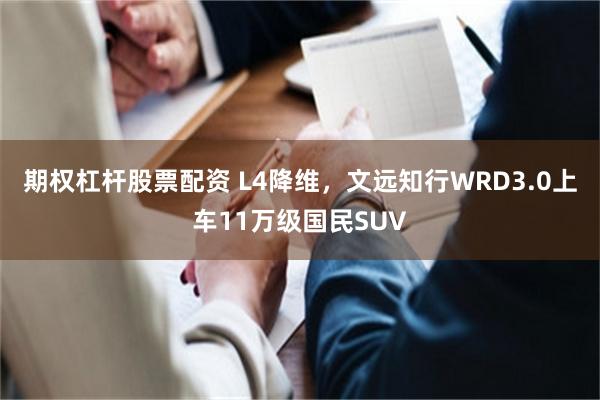 期权杠杆股票配资 L4降维，文远知行WRD3.0上车11万级国民SUV