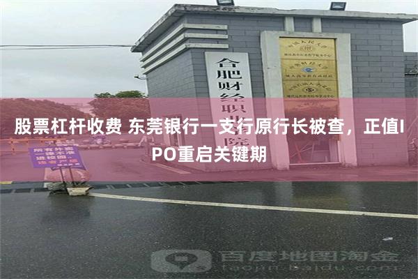 股票杠杆收费 东莞银行一支行原行长被查，正值IPO重启关键期