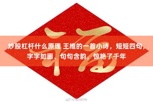 炒股杠杆什么原理 王维的一首小诗，短短四句，字字如画、句句含韵，惊艳了千年