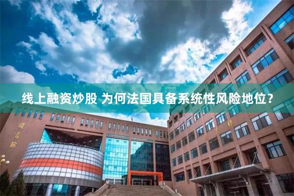 线上融资炒股 为何法国具备系统性风险地位？