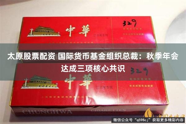 太原股票配资 国际货币基金组织总裁：秋季年会达成三项核心共识